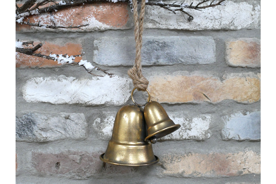 Gold Hanging Christmas Bells Decoration with Hanging Rope