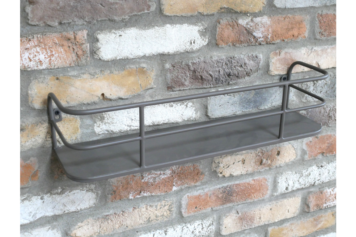 Industrial Metal Shelf with Grey Distressed Finish