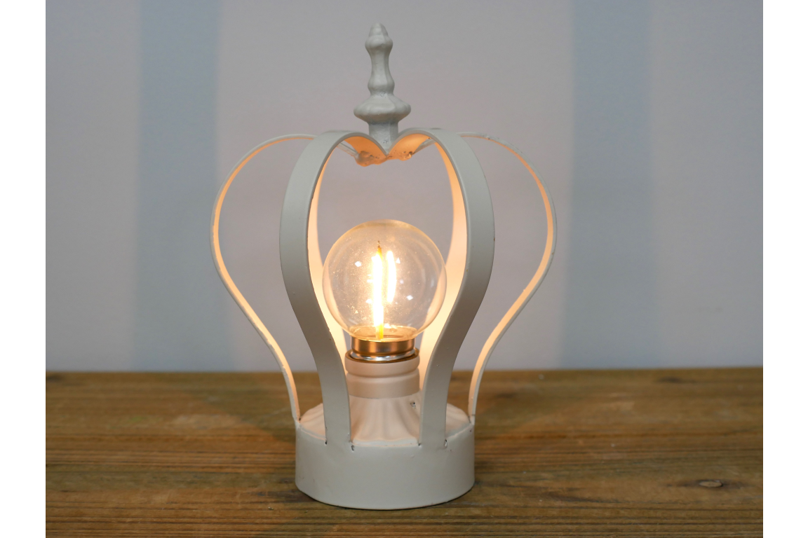 Cream Crown Metal Battery Operated Lamp