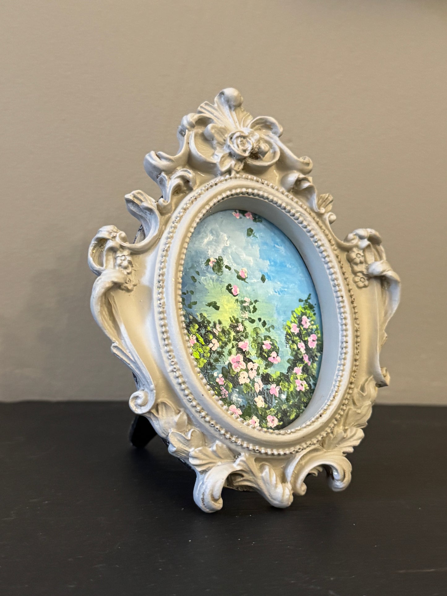 Original Gouache Mini Painting - Pink Blossoms