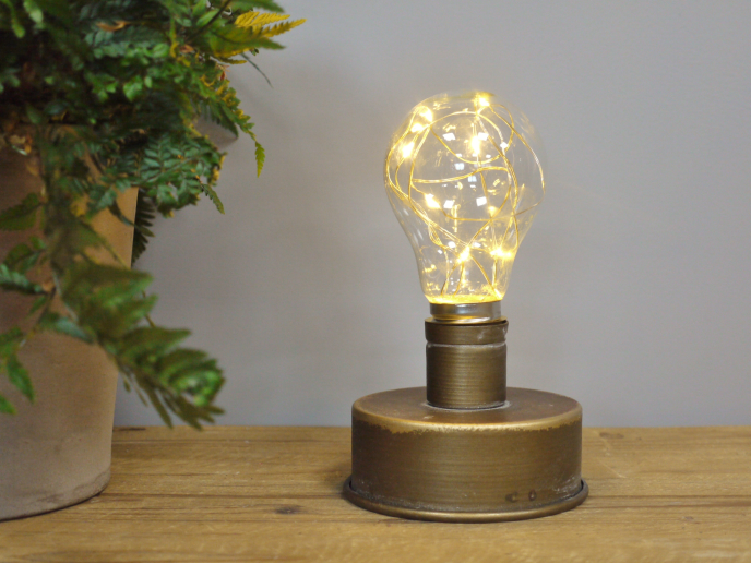 Industrial Table Battery Lamp with Fairy Lights