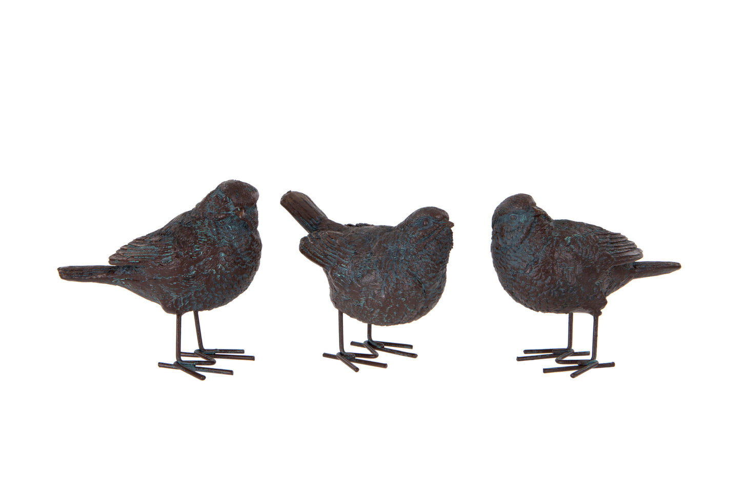 Set of 3 Birds Bronze Effect Garden Birds