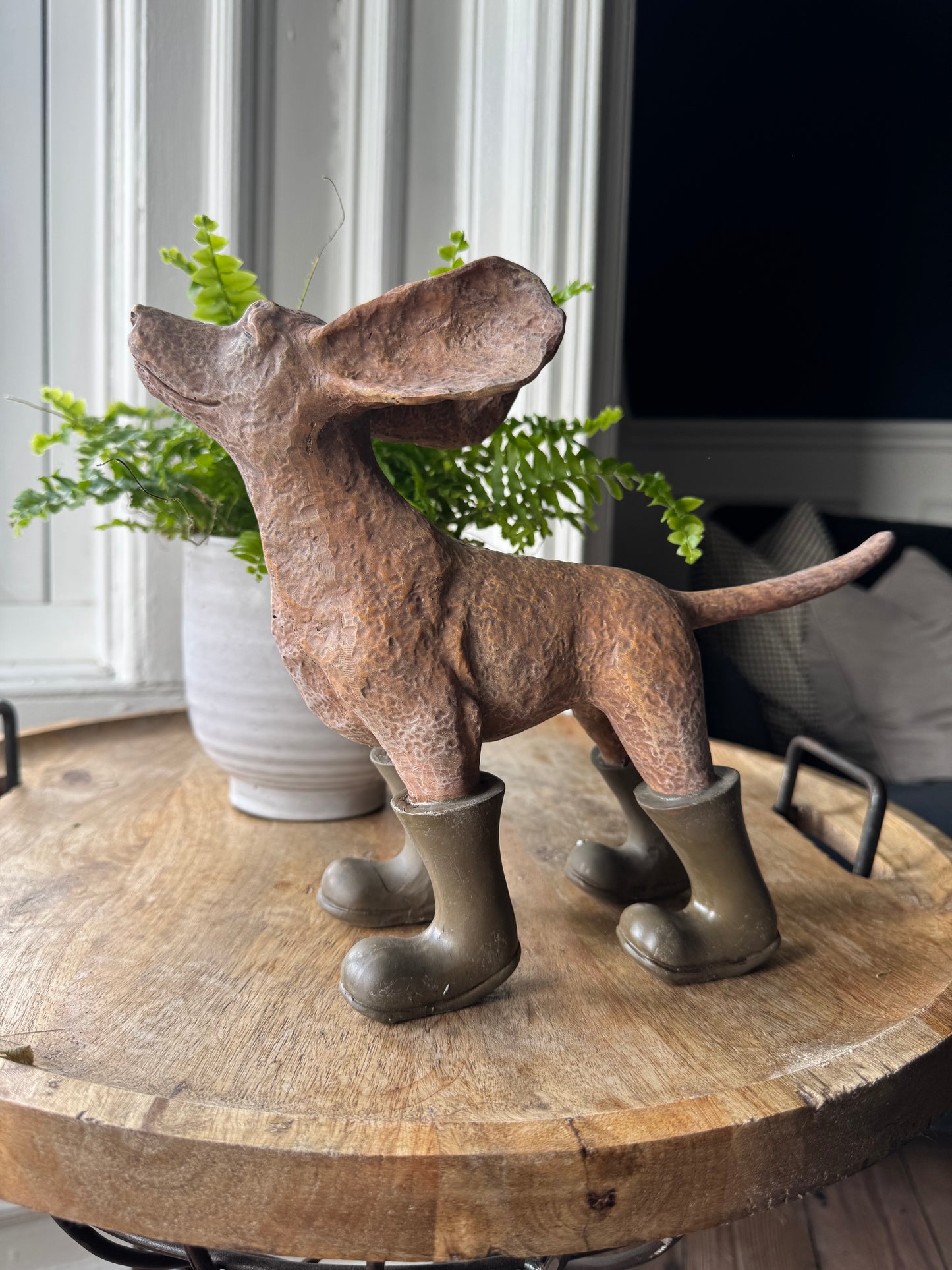 Dog in the Wind with Wellington Boots Ornament