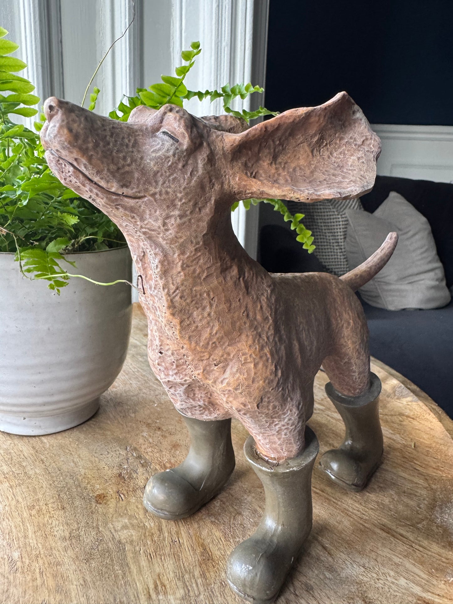 Dog in the Wind with Wellington Boots Ornament