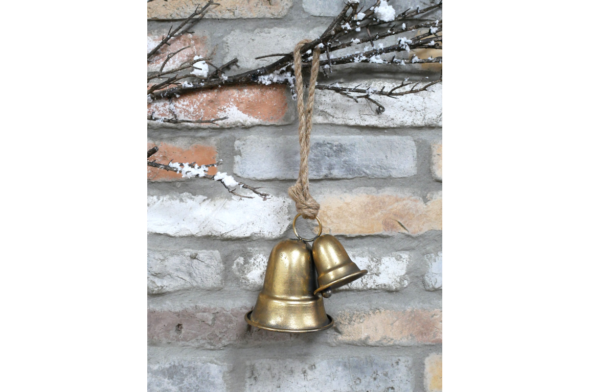 Gold Hanging Christmas Bells Decoration with Hanging Rope