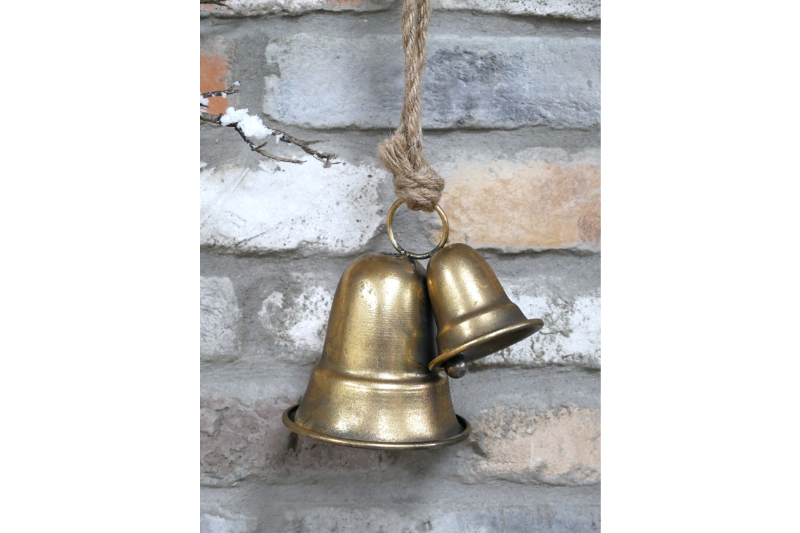 Gold Hanging Christmas Bells Decoration with Hanging Rope