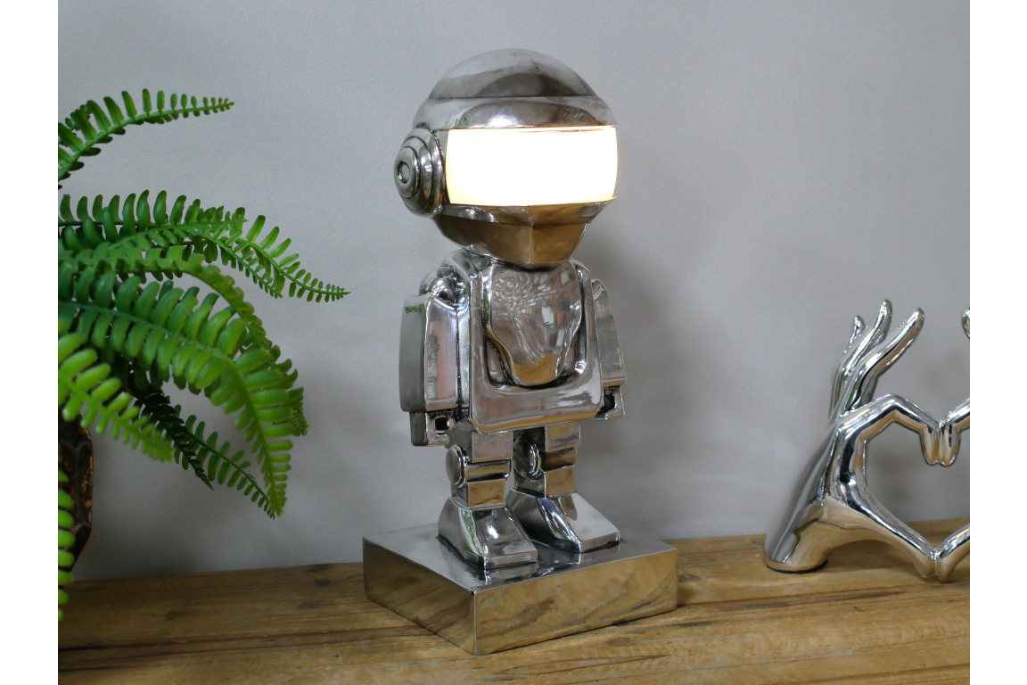 Silver Spaceman Battery Lamp