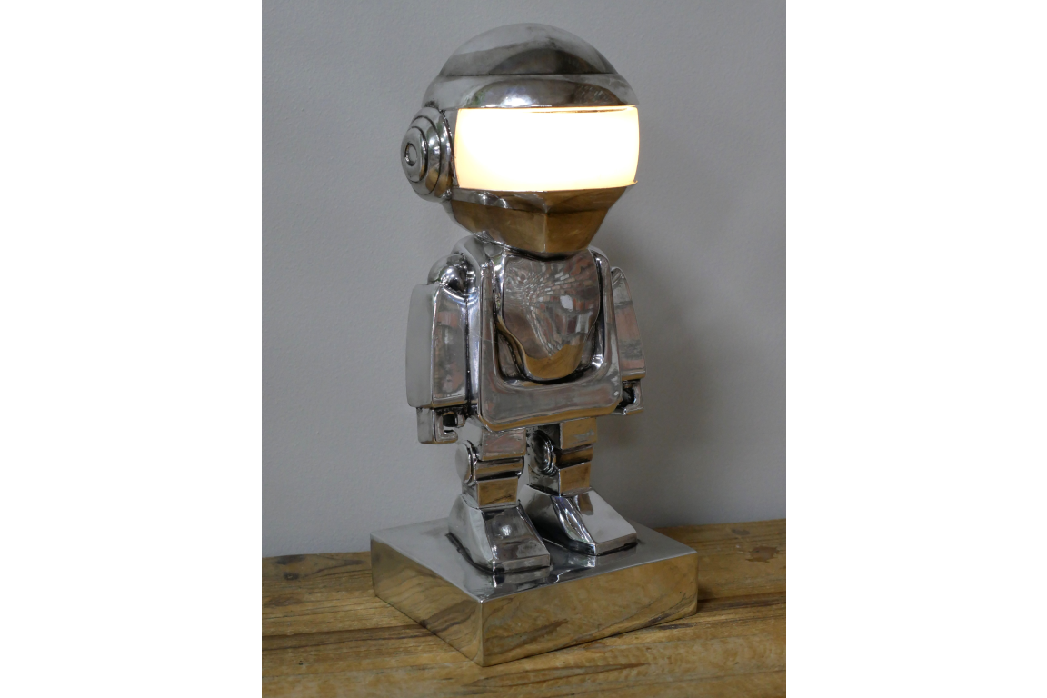 Silver Spaceman Battery Lamp