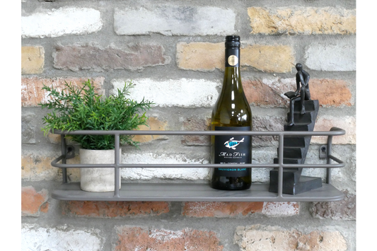 Industrial Metal Shelf with Grey Distressed Finish