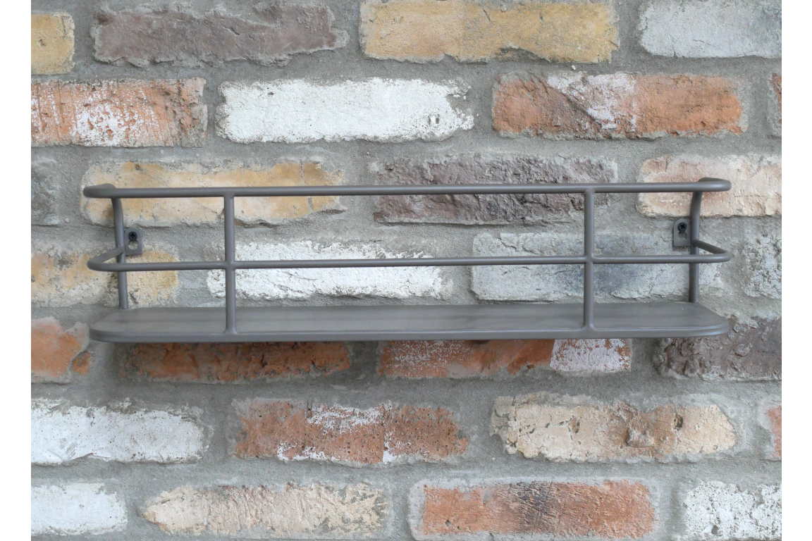Industrial Metal Shelf with Grey Distressed Finish