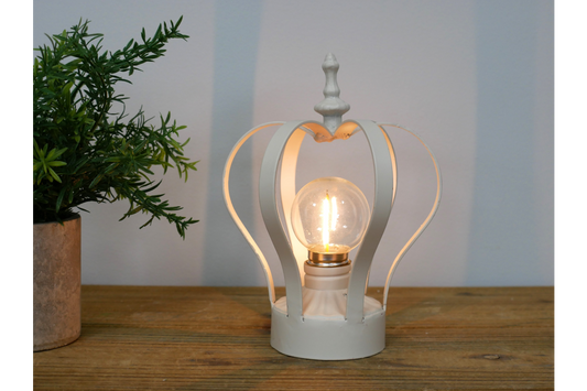 Cream Crown Metal Battery Operated Lamp