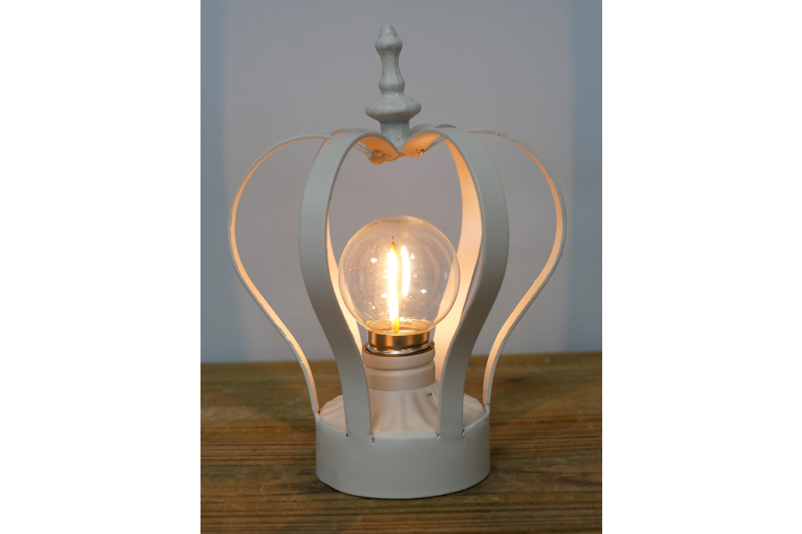 Cream Crown Metal Battery Operated Lamp