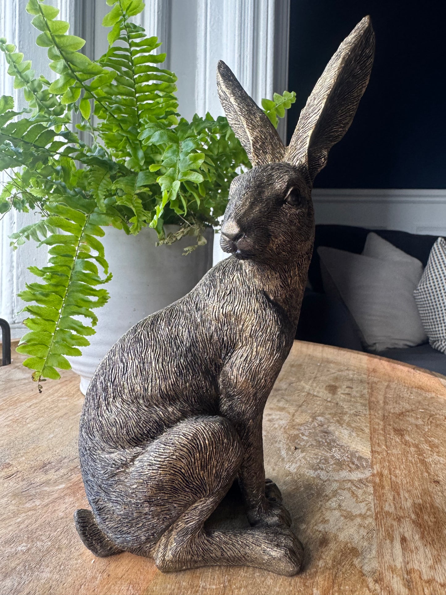 Sitting Golden Bronze Hare Ornament