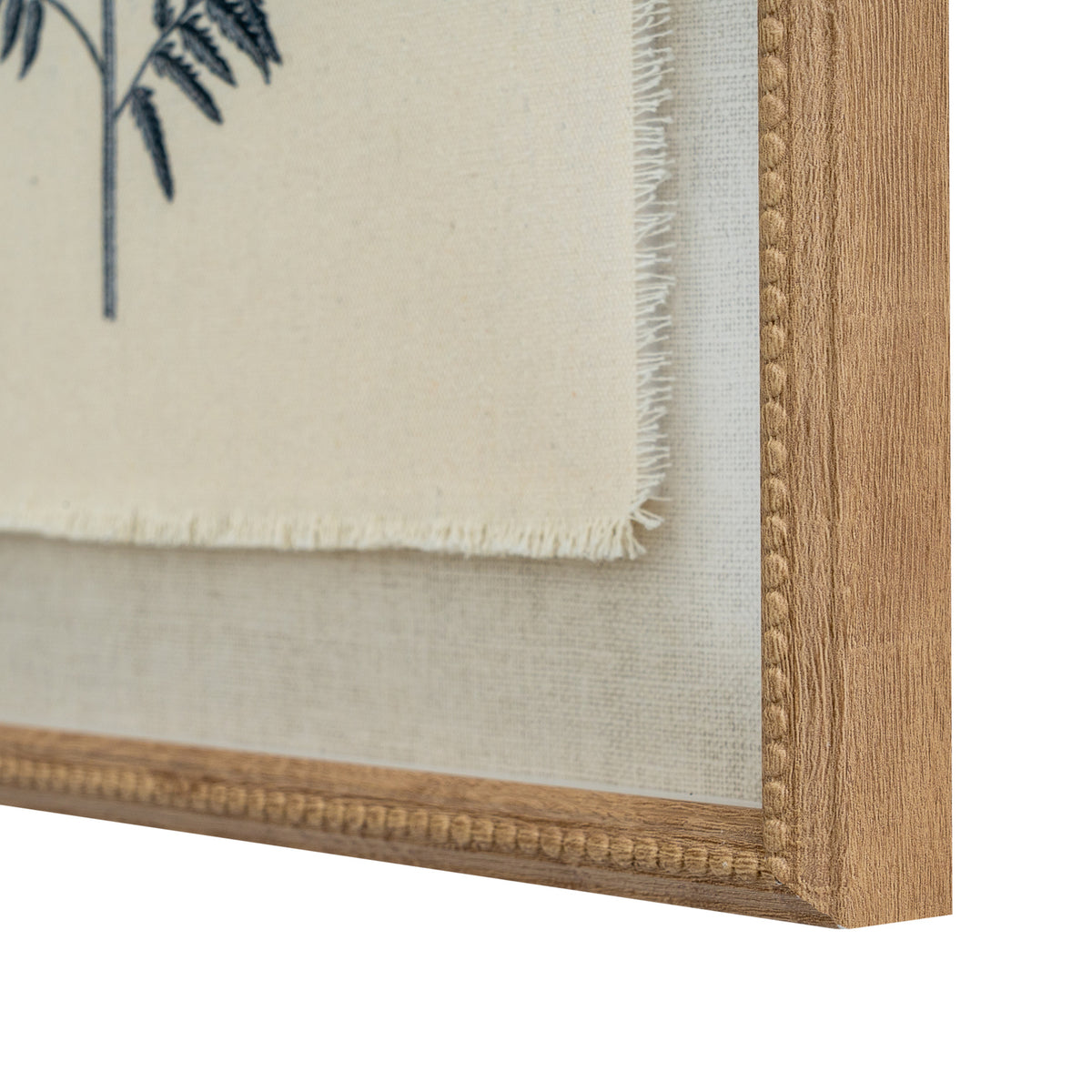Fern On Linen Artwork In Beaded Frame