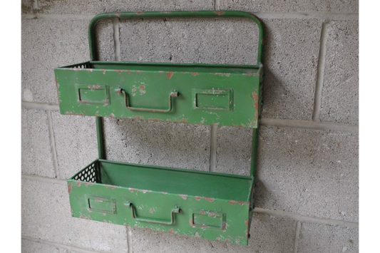 Industrial Distressed Green Shelving Unit