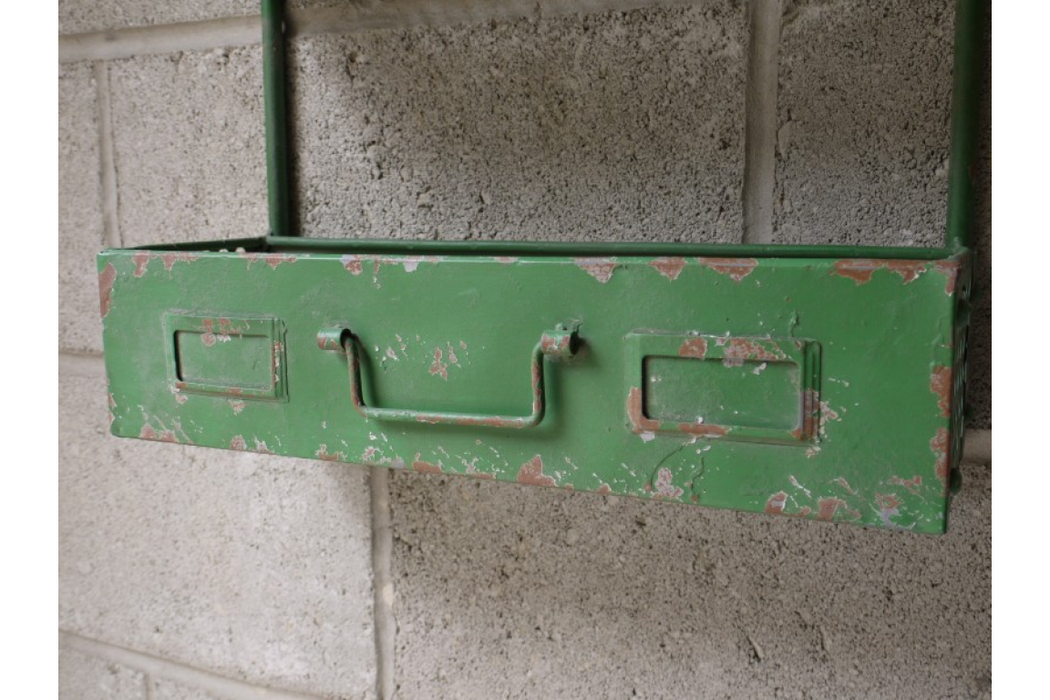 Industrial Distressed Green Shelving Unit