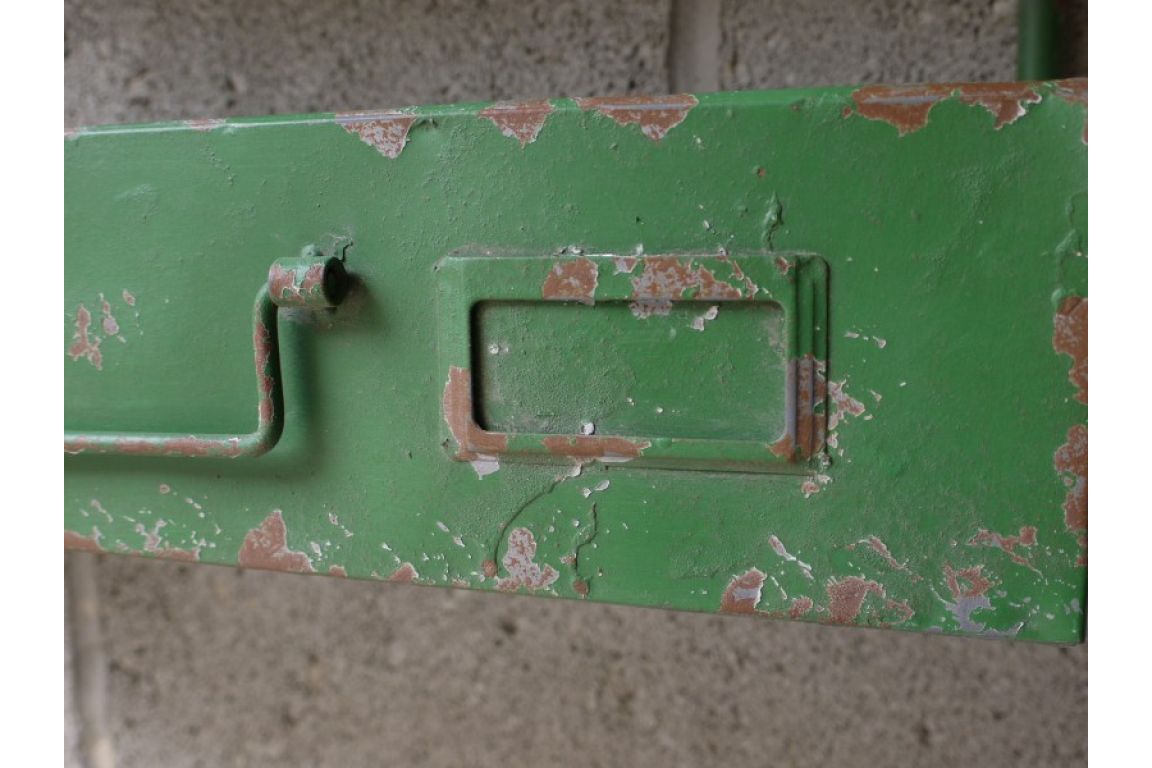 Industrial Distressed Green Shelving Unit