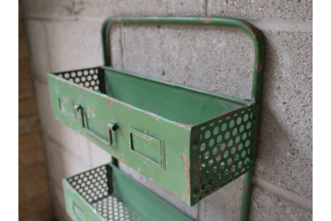 Industrial Distressed Green Shelving Unit