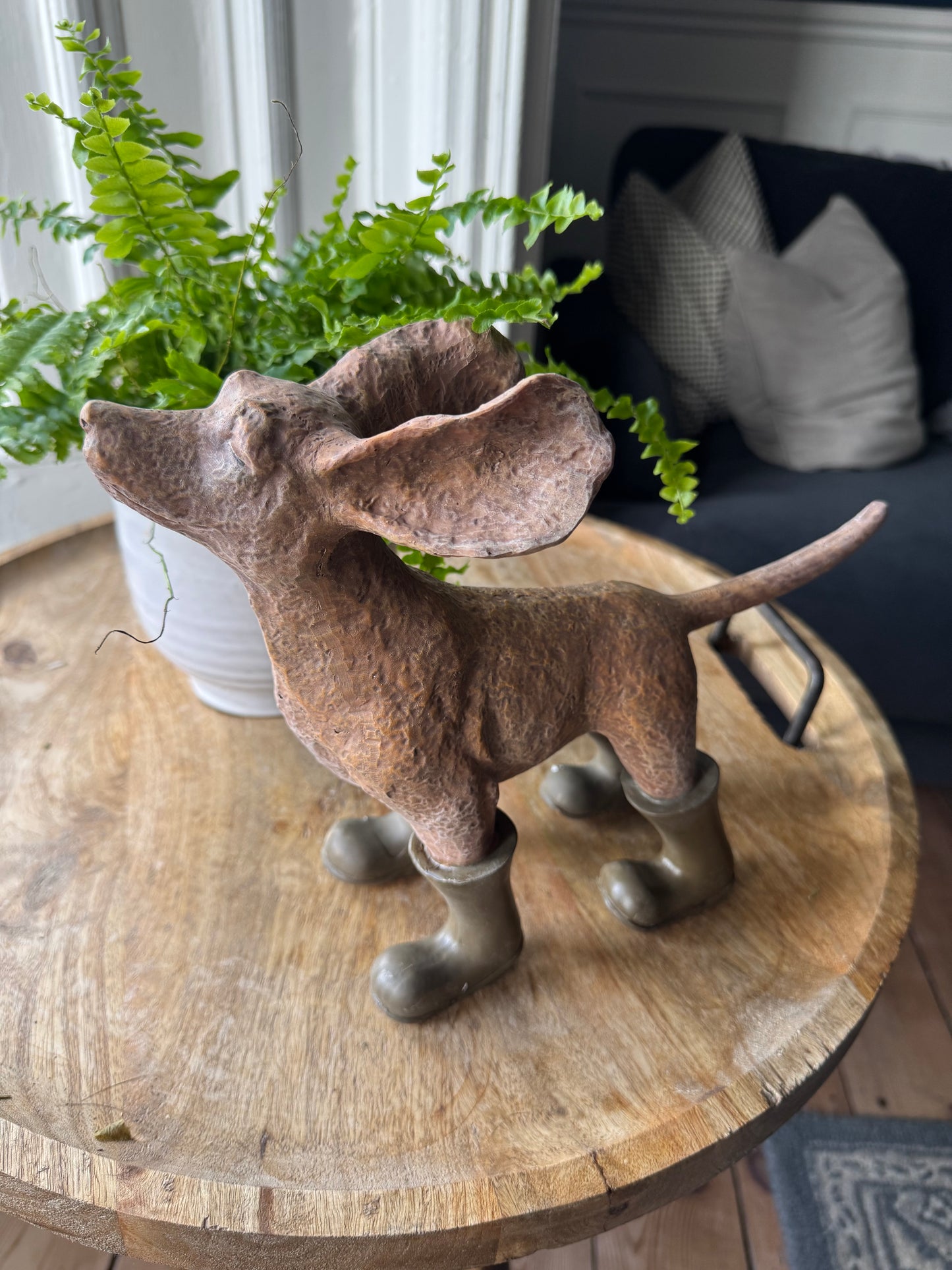 Dog in the Wind with Wellington Boots Ornament
