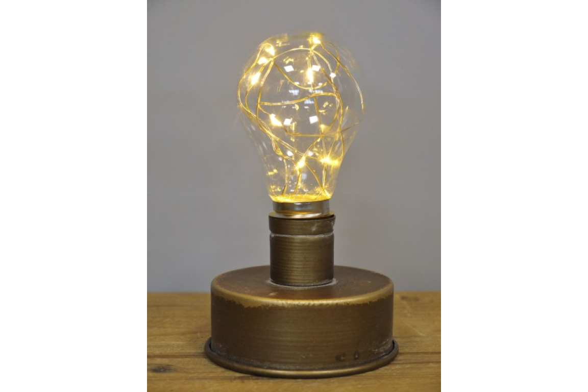 Industrial Table Battery Lamp with Fairy Lights