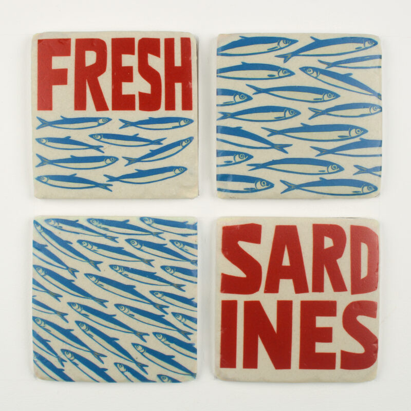 Set of 4 Sardine Coasters Ceramic Summer Living