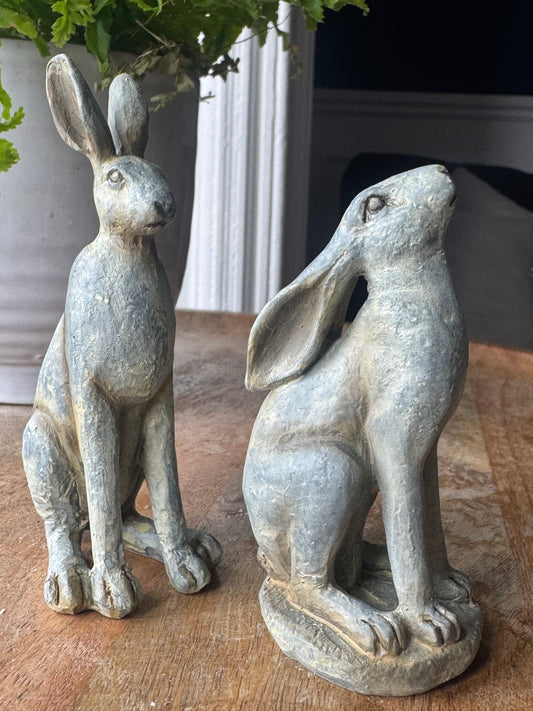 Set of 2 Grey Hare Ornaments