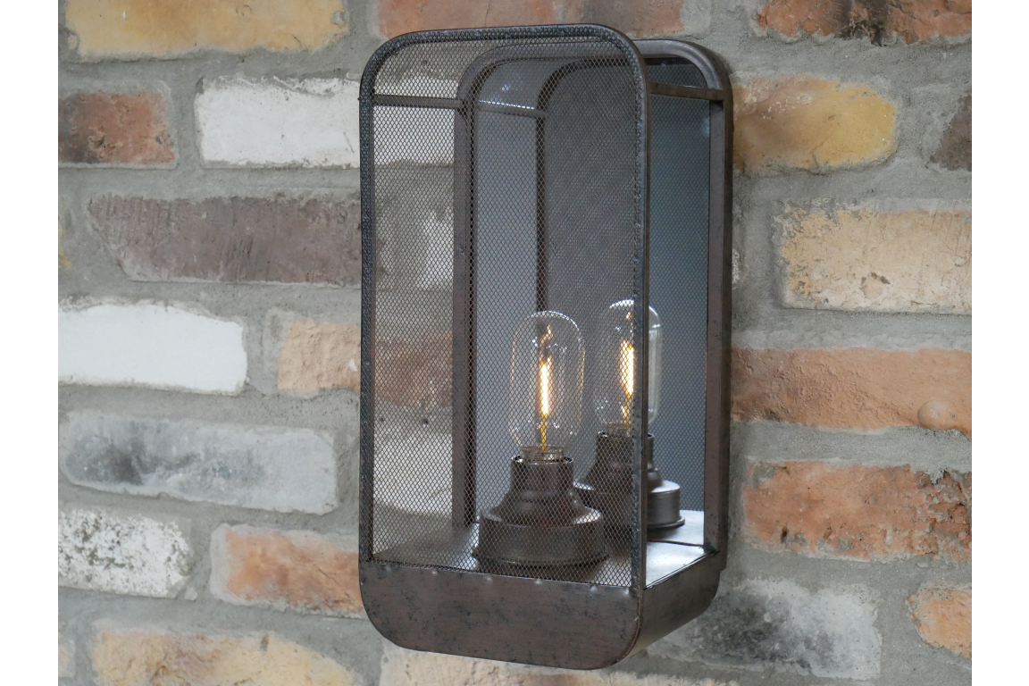 Industrial Style Battery Wall Light with Mirror