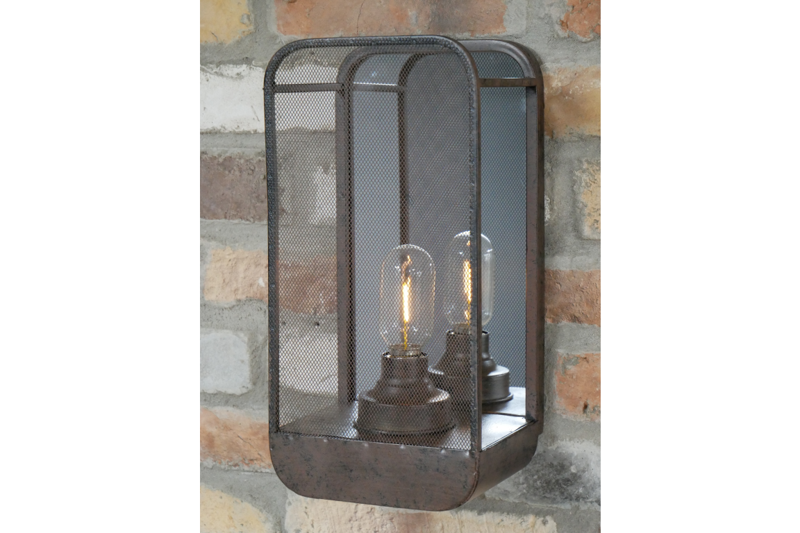 Industrial Style Battery Wall Light with Mirror