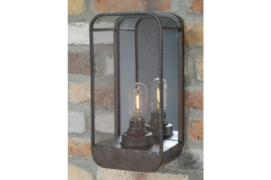 Industrial Style Battery Wall Light with Mirror