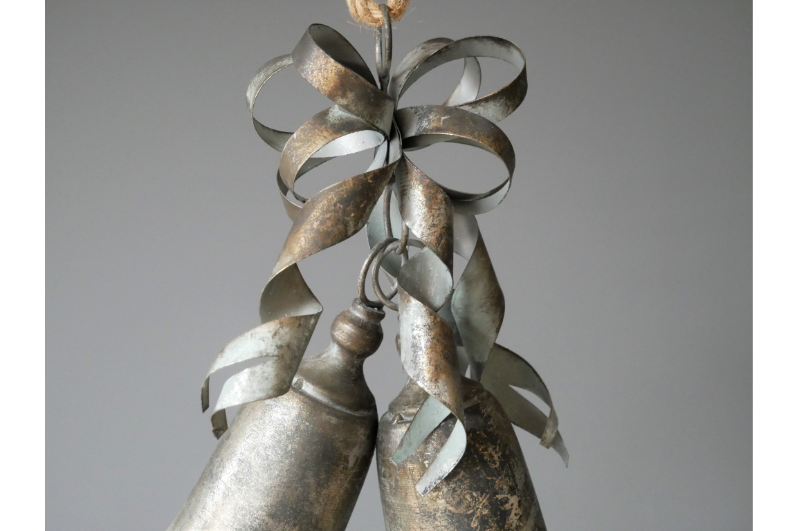 Vintage Style Metal Christmas Bells with Hanging Rope