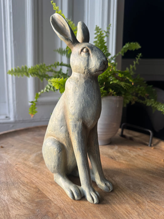 Grey Sitting Hare Ornament Figurine