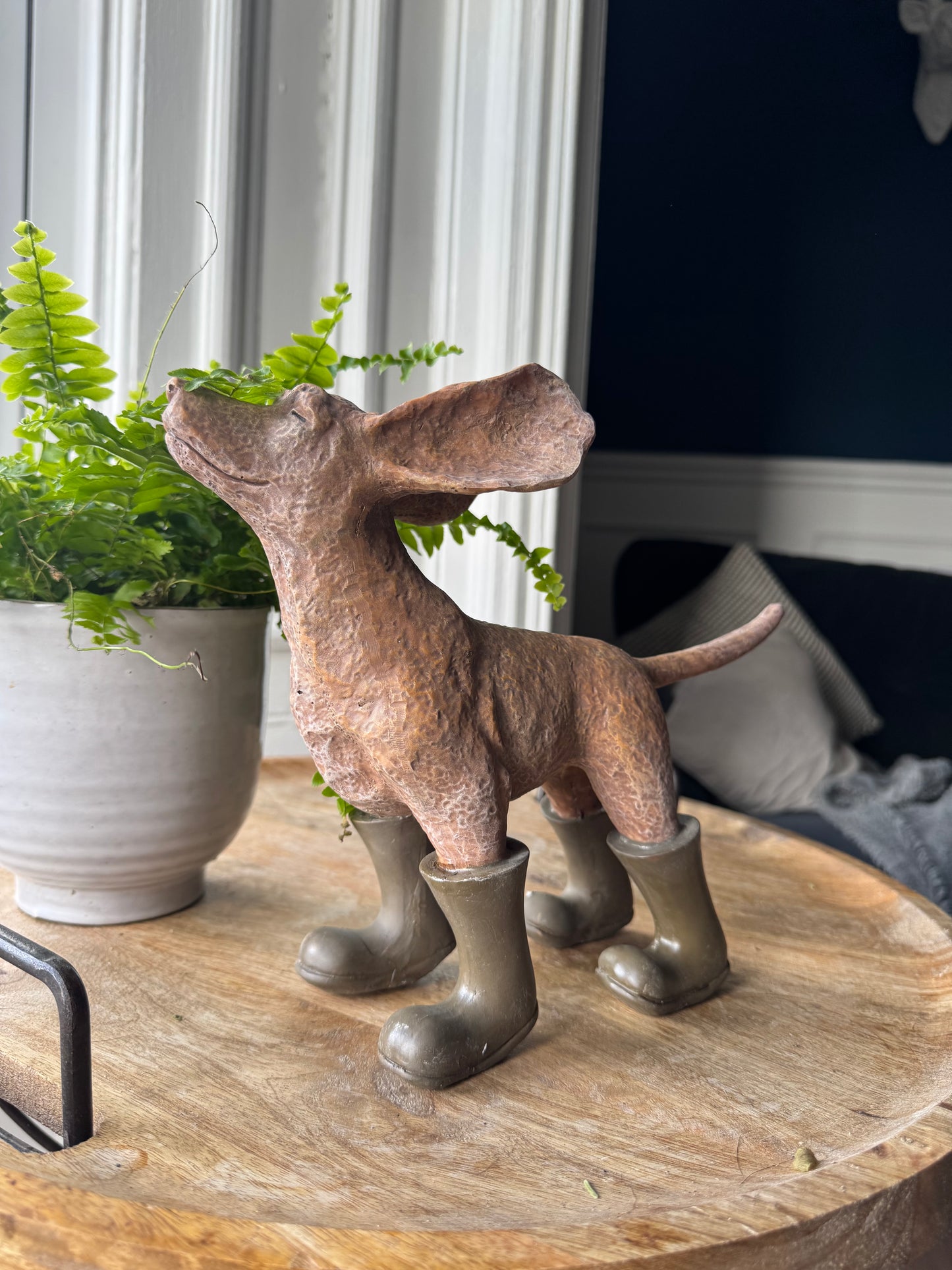 Dog in the Wind with Wellington Boots Ornament