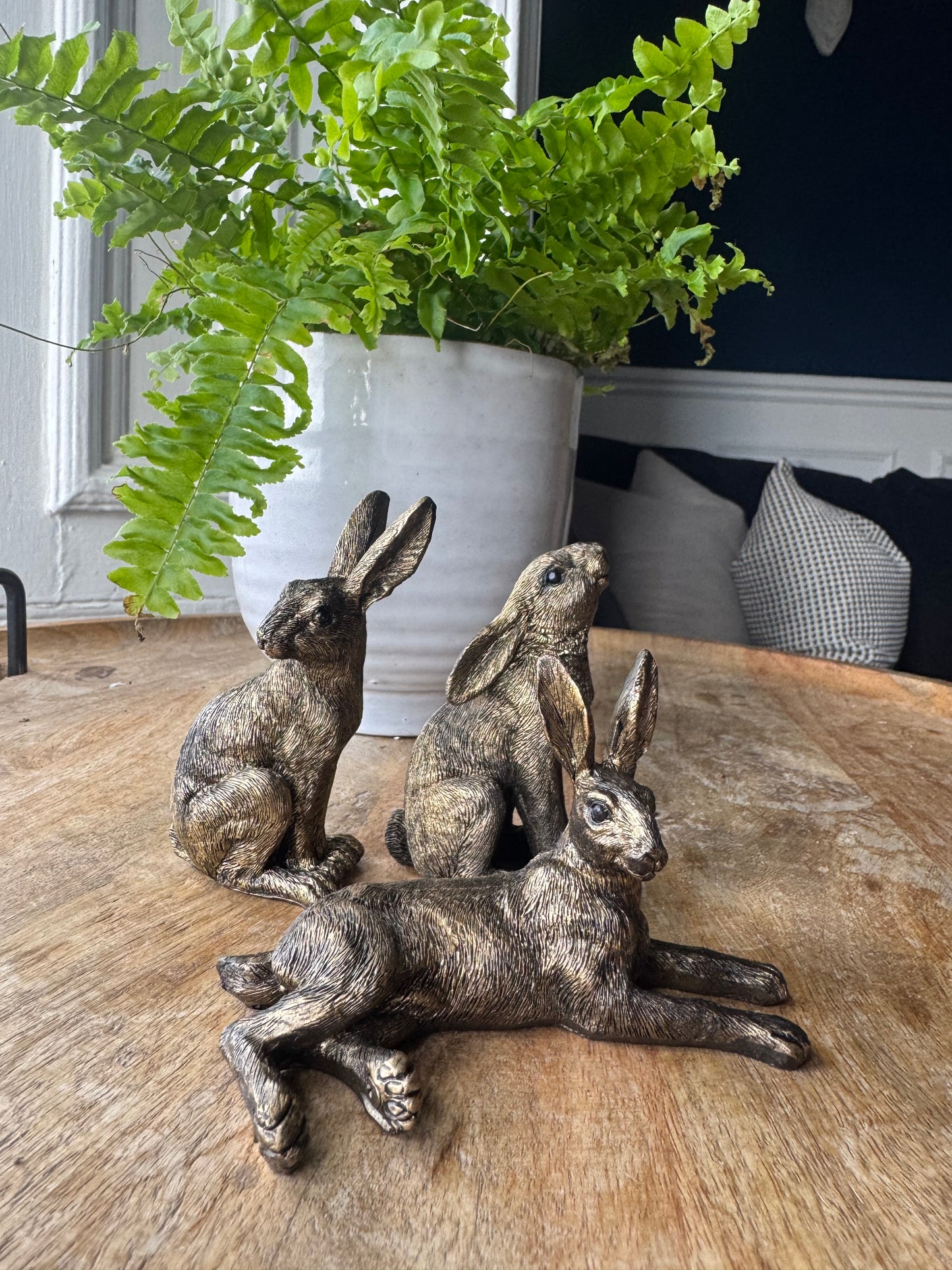 Set of 3 Bronze / Gold Hare Ornaments