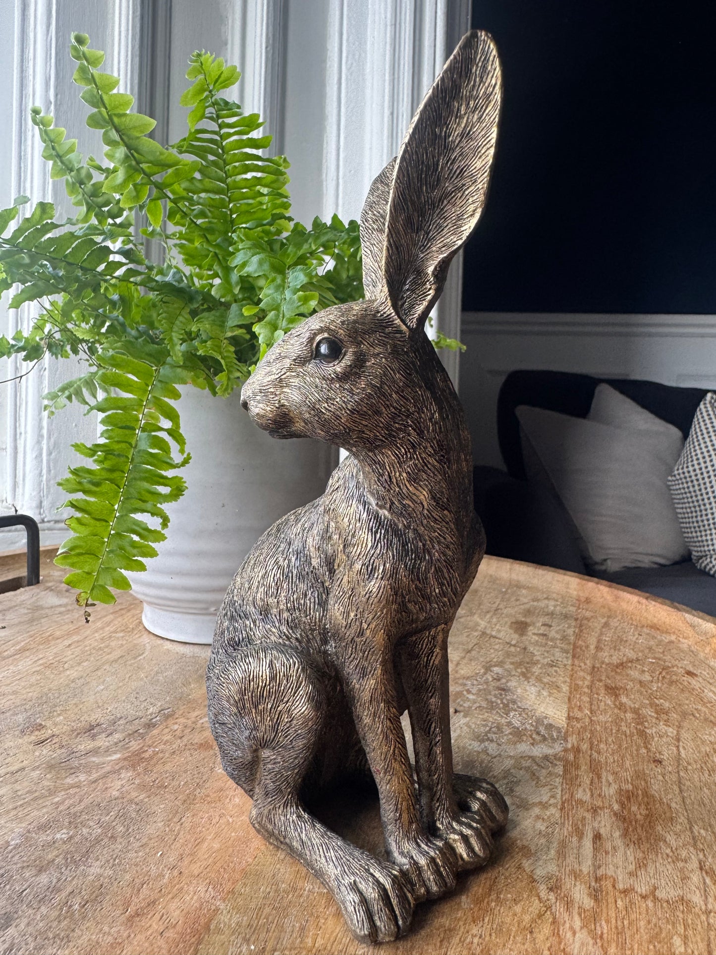 Sitting Golden Bronze Hare Ornament