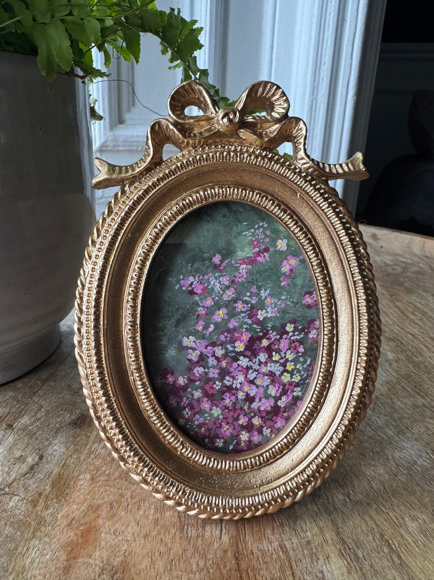 Original Gouache Mini Painting - Pink Flowers