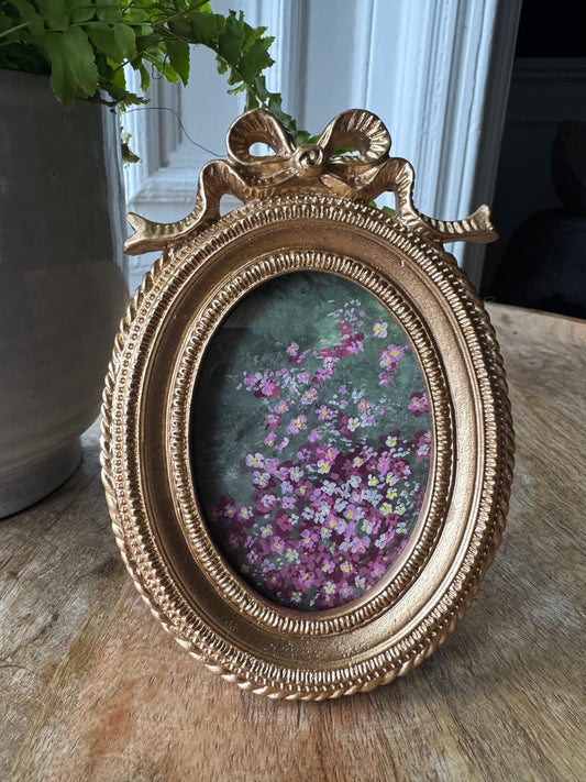 Original Gouache Mini Painting - Pink Flowers