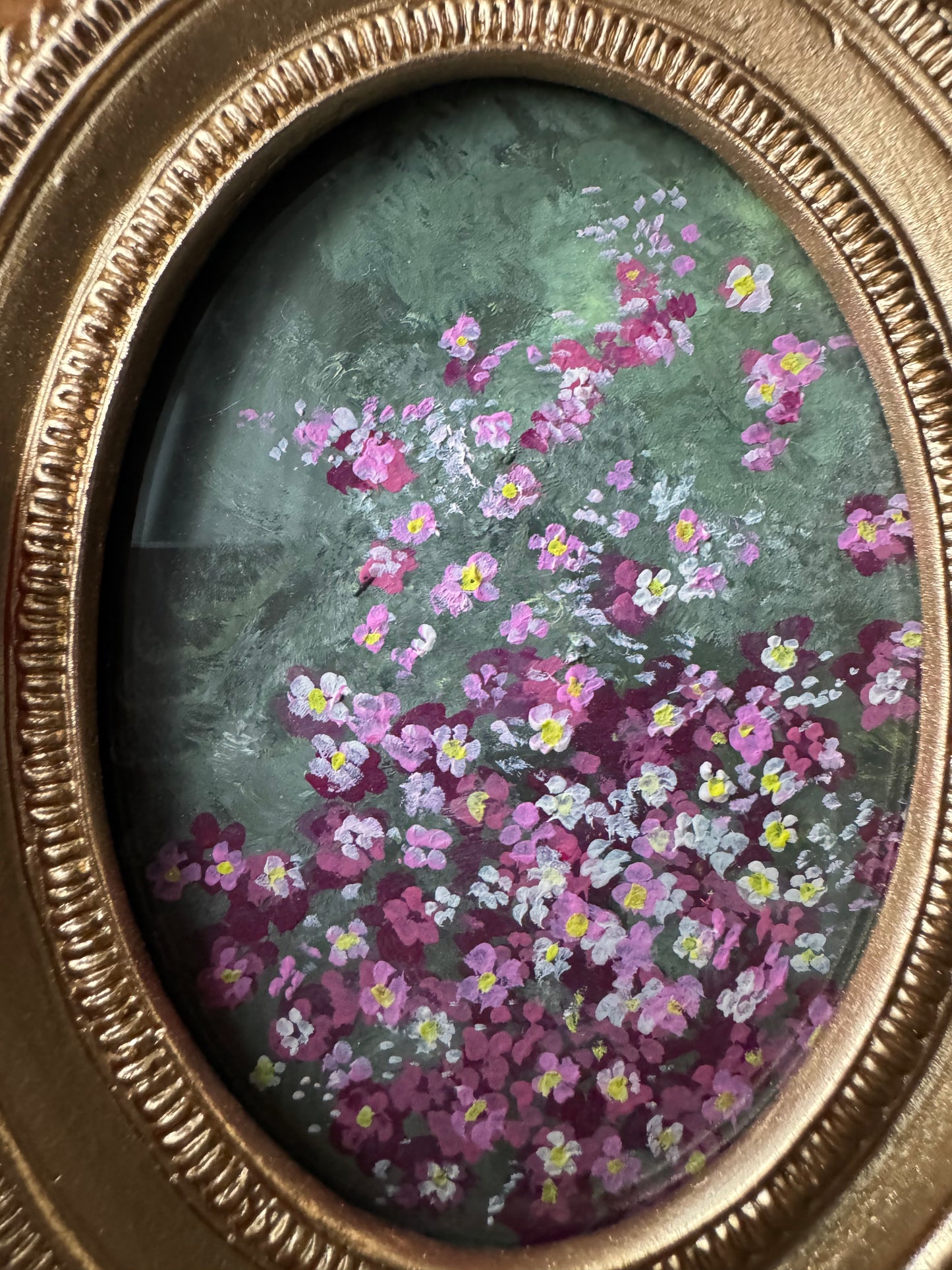 Original Gouache Mini Painting - Pink Flowers