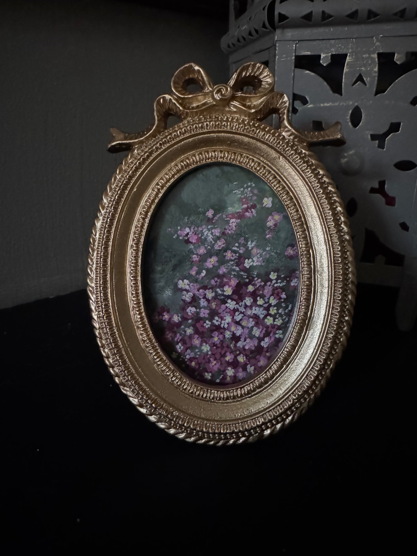Original Gouache Mini Painting - Pink Flowers