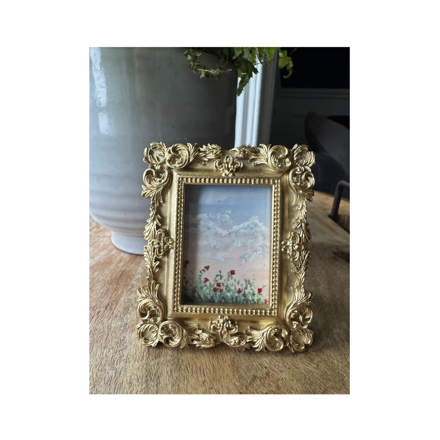 Original Gouache Mini Painting - Sunset and Poppies