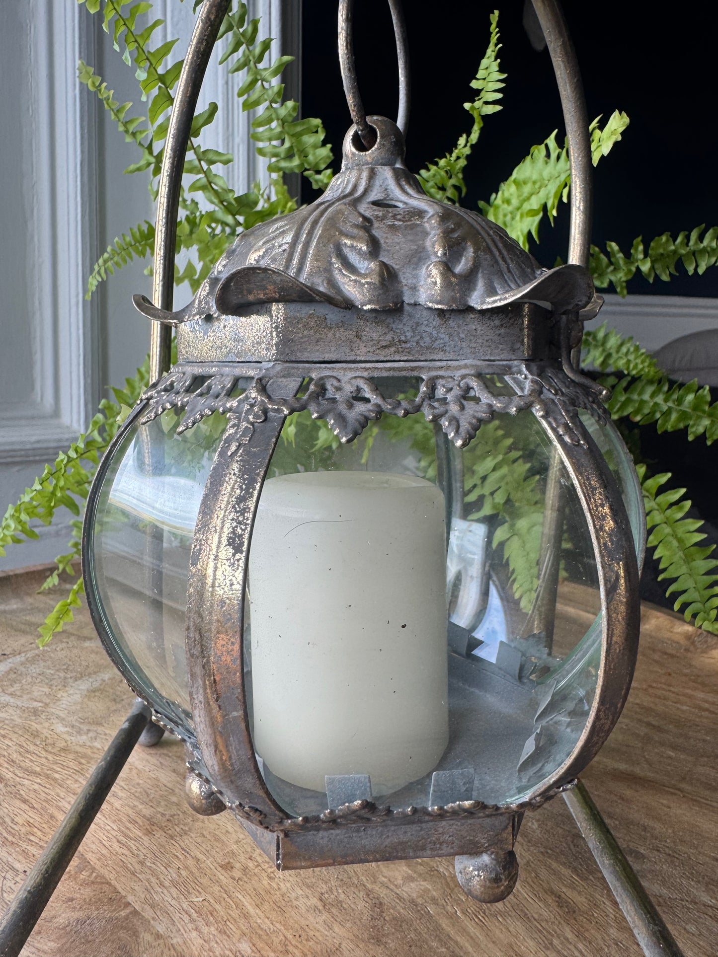 Metal & Glass Hanging Candle Holder