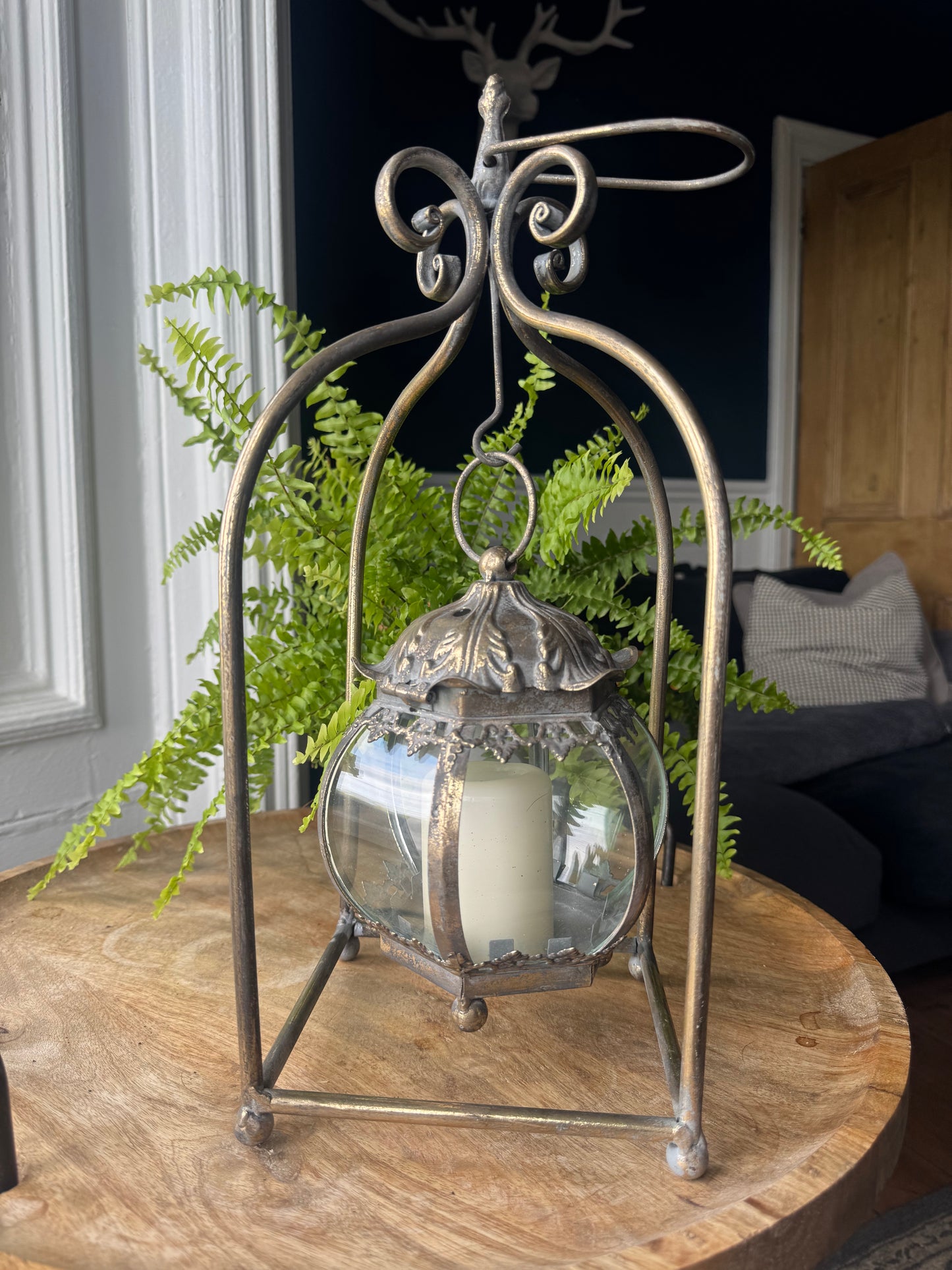 Metal & Glass Hanging Candle Holder
