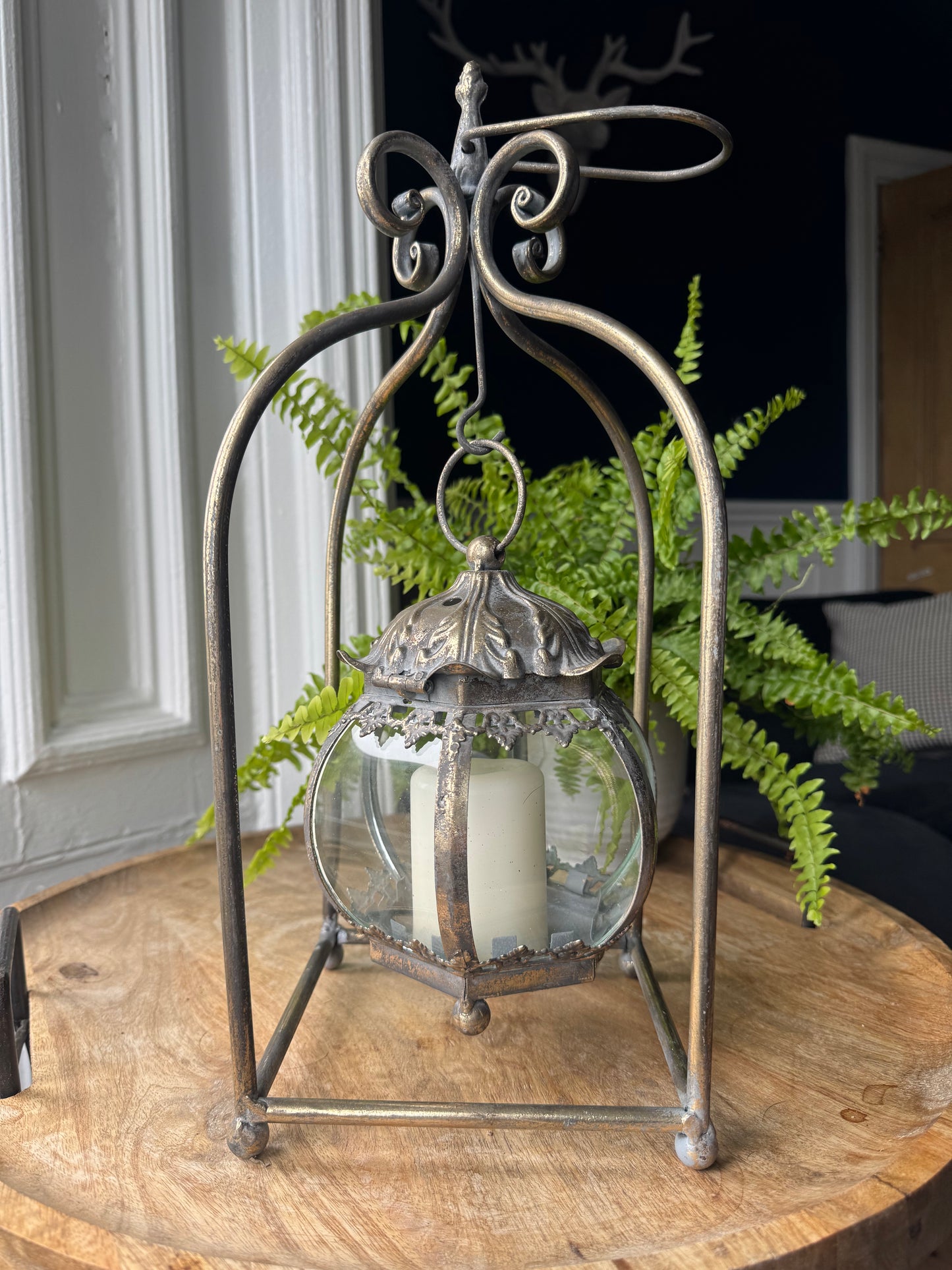 Metal & Glass Hanging Candle Holder