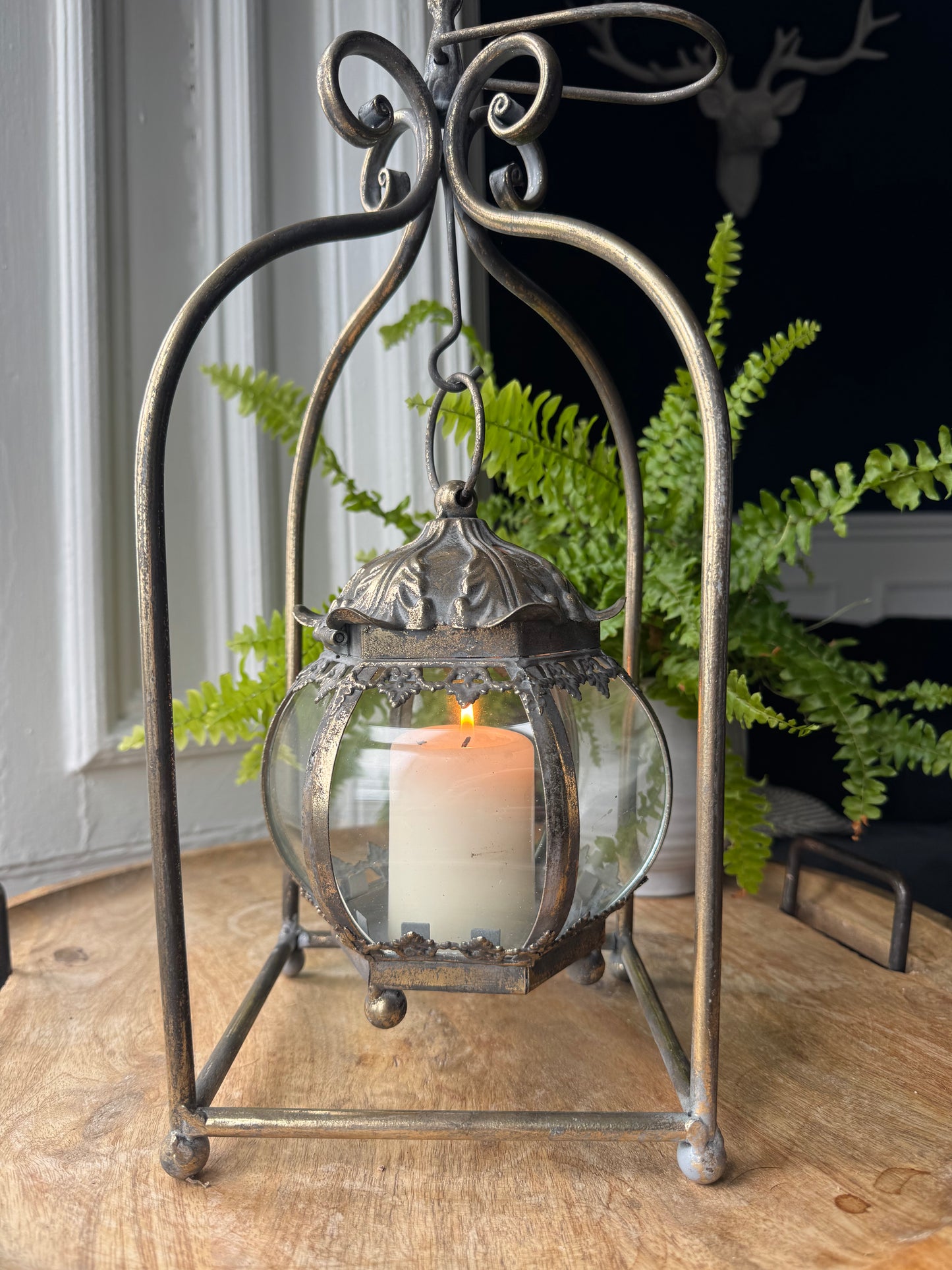 Metal & Glass Hanging Candle Holder