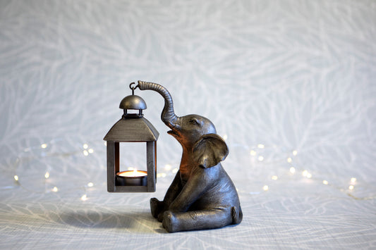 Sitting Elephant Lantern Tealight Holder