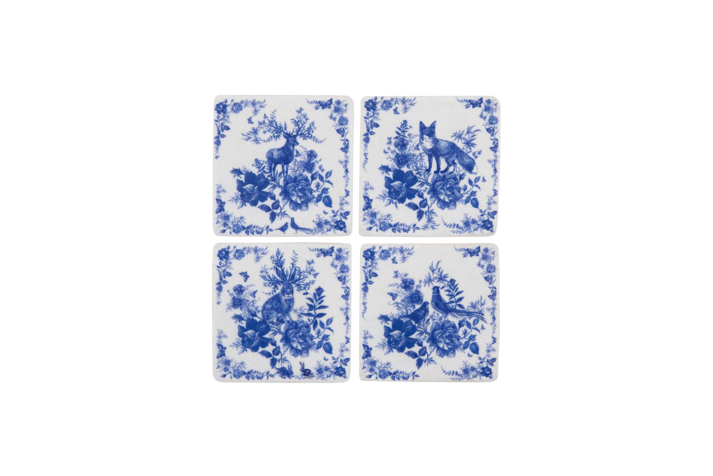 Set of 4 Delft Style Ceramic Coasters