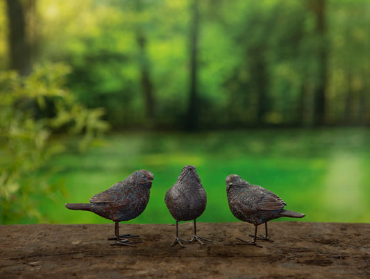 Set of 3 Birds Bronze Effect Garden Birds