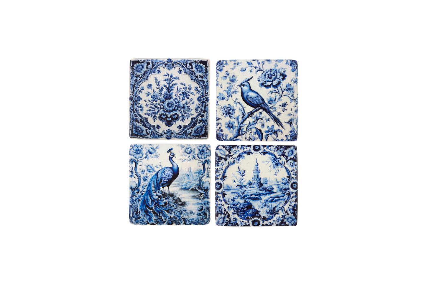 Ceramic Coasters Set of 4 Dutch Blue and White Design