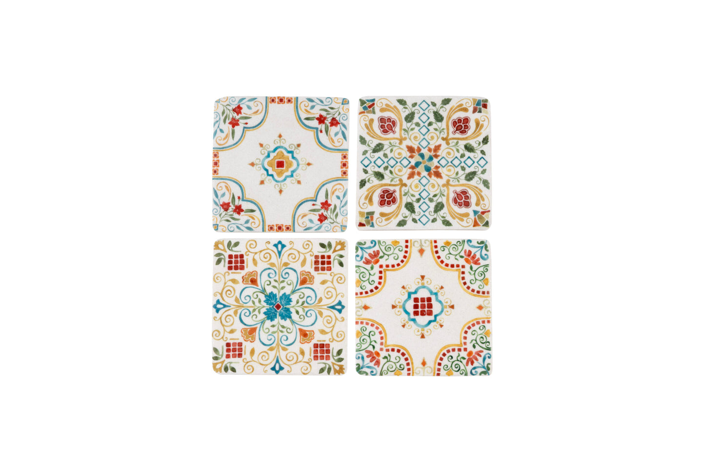 Ceramic Drink Coasters Set of 4 Italian Tile Design