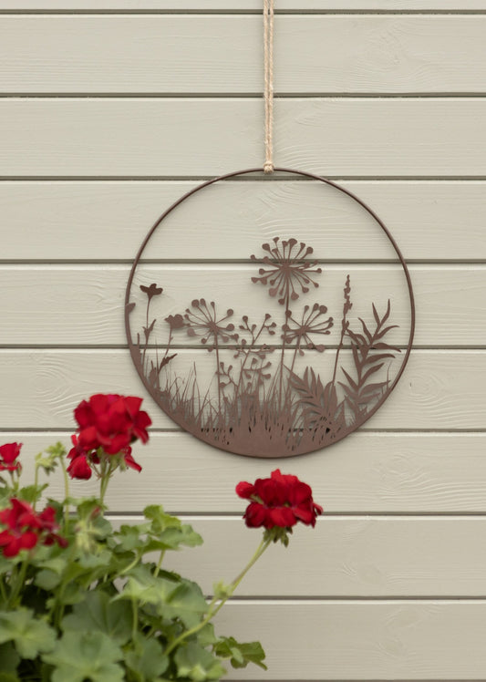 Wild Flower Allium Metal Hanging Plaque