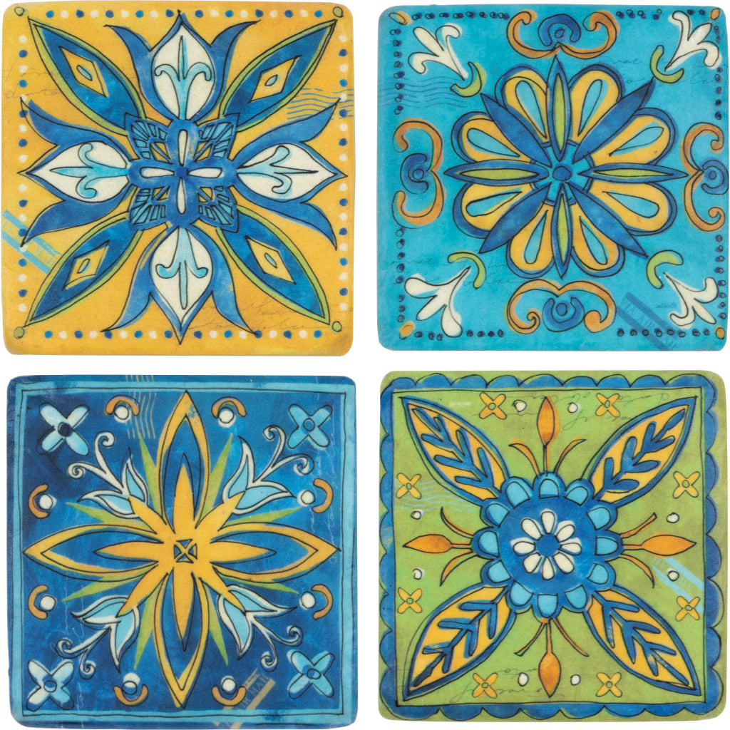 Set of 4 Ceramic Coasters with Moorish Design